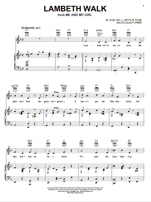 Noel Gay The Lambeth Walk sheet music notes and chords. Download Printable PDF.