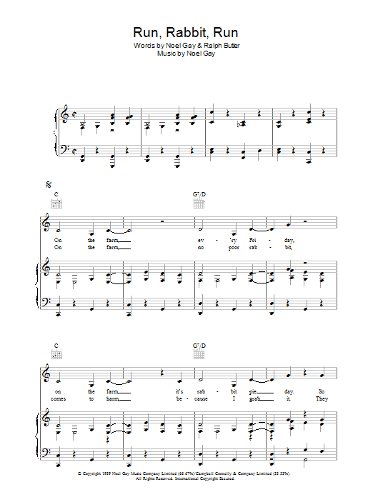 Noel Gay Run, Rabbit, Run sheet music notes and chords. Download Printable PDF.