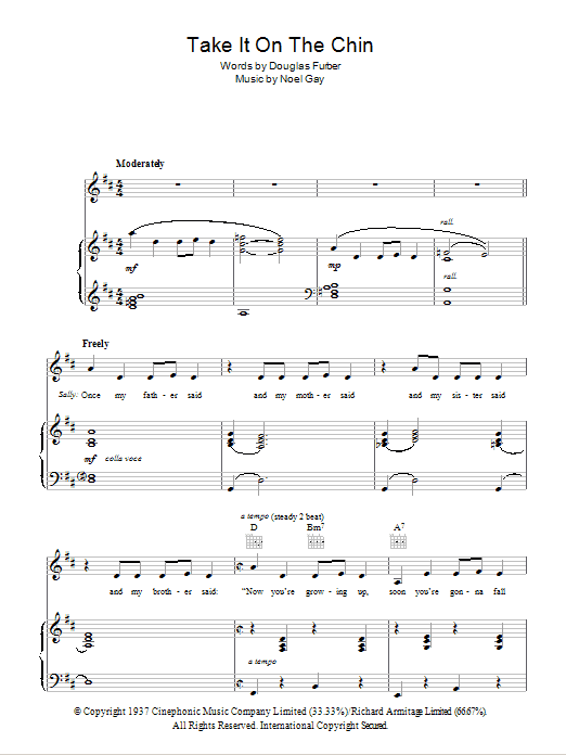 Noel Gay Take It On The Chin (from Me And My Girl) sheet music notes and chords. Download Printable PDF.