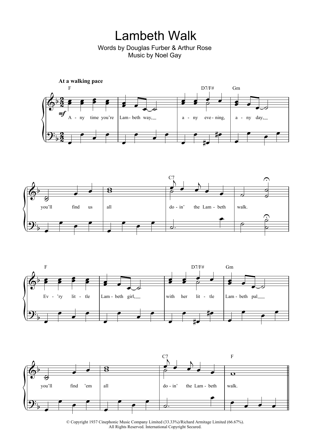 Noel Gay The Lambeth Walk sheet music notes and chords. Download Printable PDF.