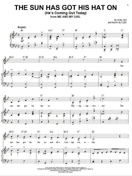 Noel Gay The Sun Has Got His Hat On (He's Coming Out Today) sheet music notes and chords. Download Printable PDF.