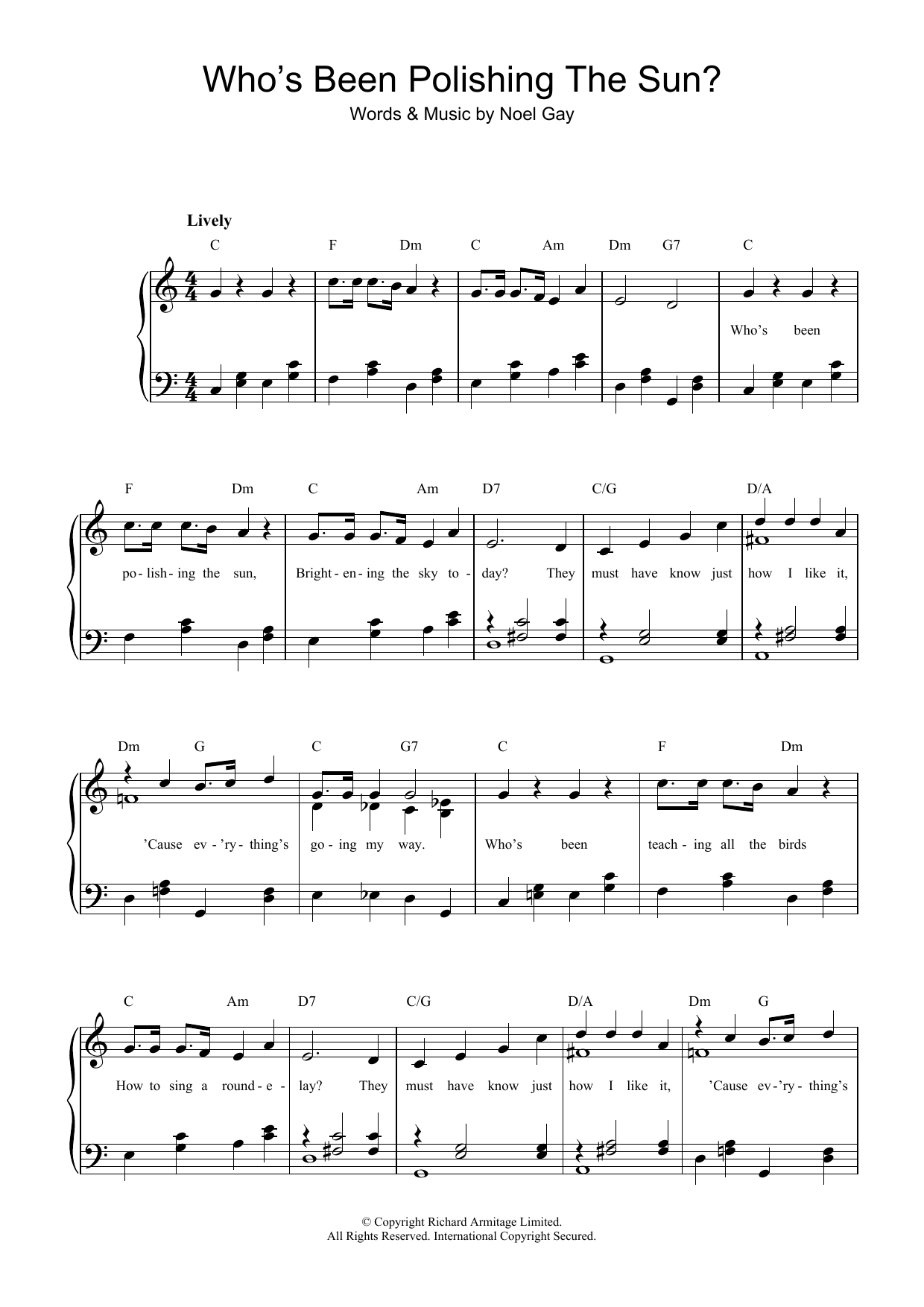 Noel Gay Who's Been Polishing The Sun sheet music notes and chords. Download Printable PDF.