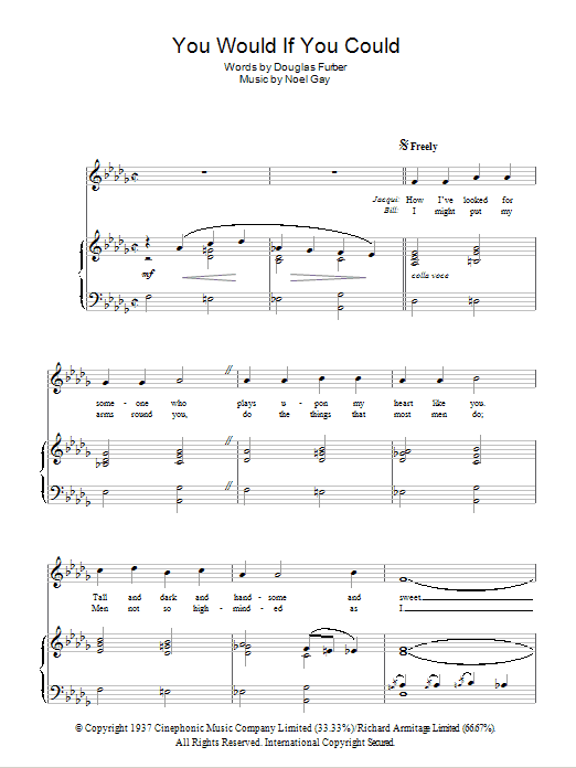 Learn to play Noel Gay You Would If You Could (from Me And My Girl) sheet music for Piano, Vocal & Guitar Chords in minutes. Price: 7.8900$ Noel Gay You Would If You Could (from Me And My Girl) sheet music notes and chords arranged for Piano, Vocal & Guitar Chords