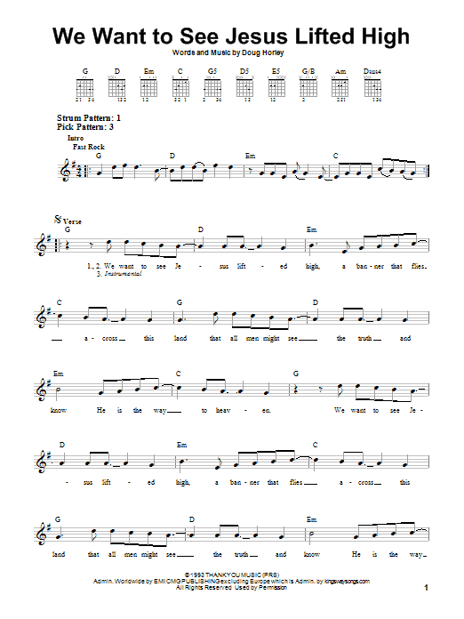 Noel Richards We Want To See Jesus Lifted High sheet music notes and chords. Download Printable PDF.