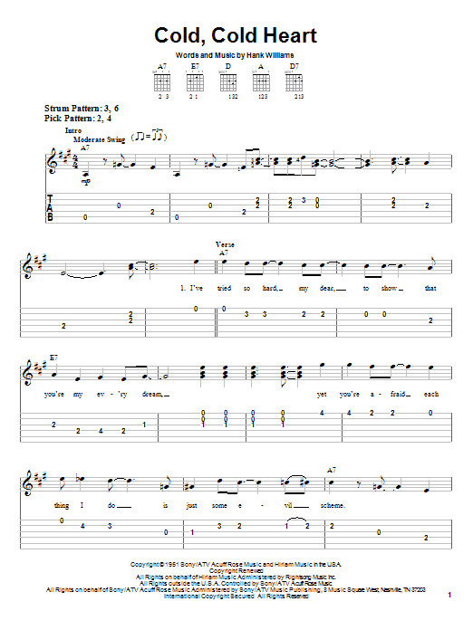 Norah Jones Cold, Cold Heart sheet music notes and chords arranged for Guitar Tab