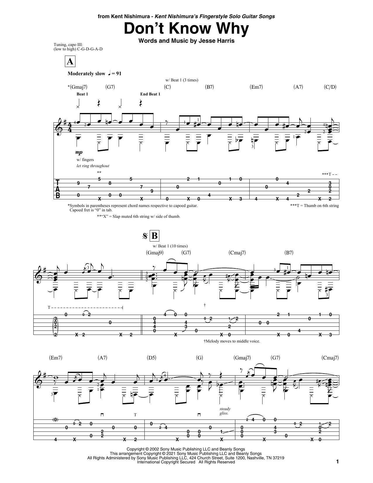 Norah Jones Don't Know Why (arr. Kent Nishimura) sheet music notes and chords. Download Printable PDF.