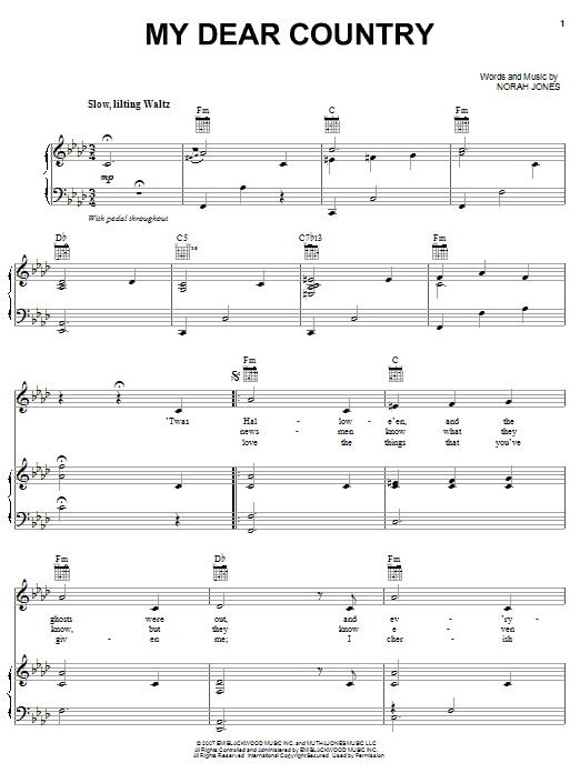 Norah Jones My Dear Country sheet music notes and chords. Download Printable PDF.