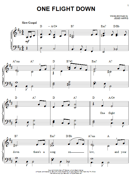 Norah Jones One Flight Down sheet music notes and chords. Download Printable PDF.