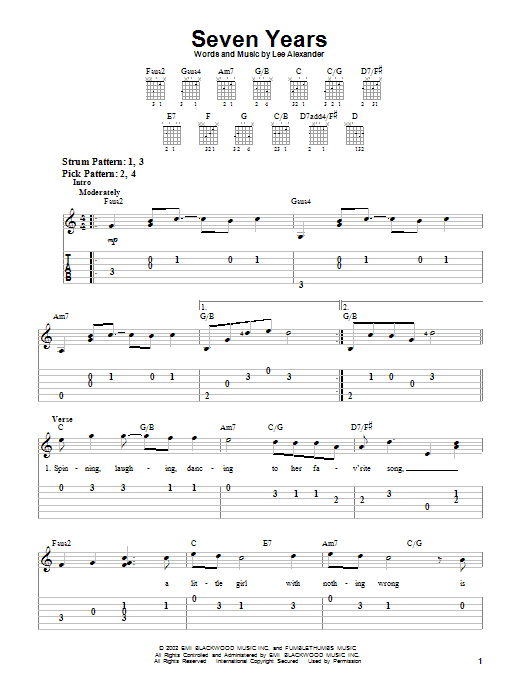 Norah Jones Seven Years sheet music notes and chords. Download Printable PDF.