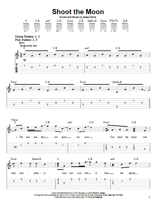 Norah Jones Shoot The Moon sheet music notes and chords. Download Printable PDF.