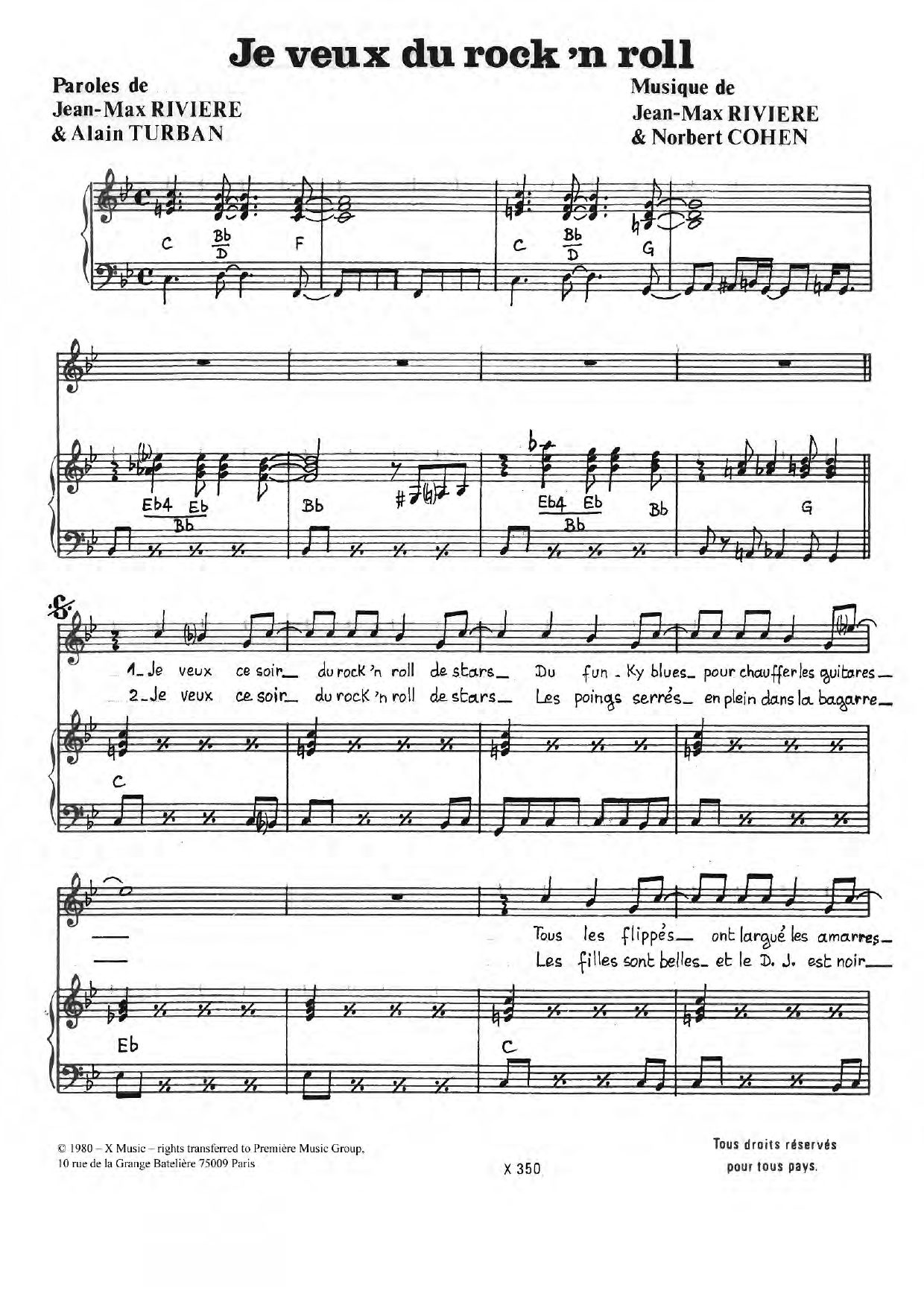 Learn to play Norbert Cohen Je Veux Du Rock 'N' Roll sheet music for Piano & Vocal in minutes. Price: 7.8900$ Norbert Cohen Je Veux Du Rock 'N' Roll sheet music notes and chords arranged for Piano & Vocal