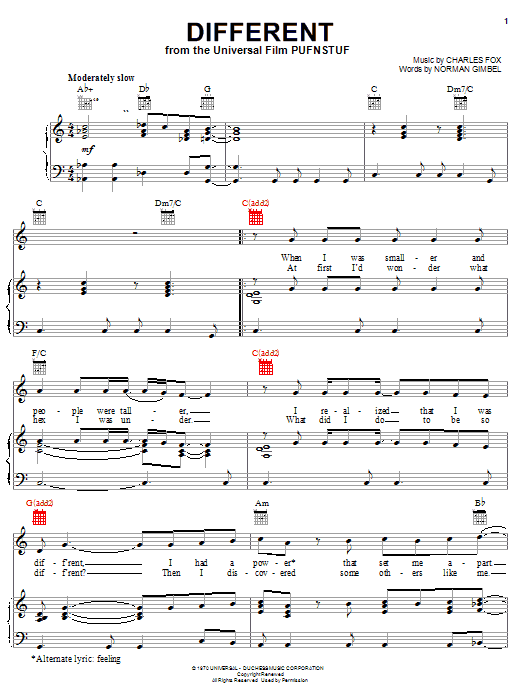Learn to play Norman Gimbel Different sheet music for Piano, Vocal & Guitar Chords (Right-Hand Melody) in minutes. Price: 7.8900$ Norman Gimbel Different sheet music notes and chords arranged for Piano, Vocal & Guitar Chords (Right-Hand Melody)
