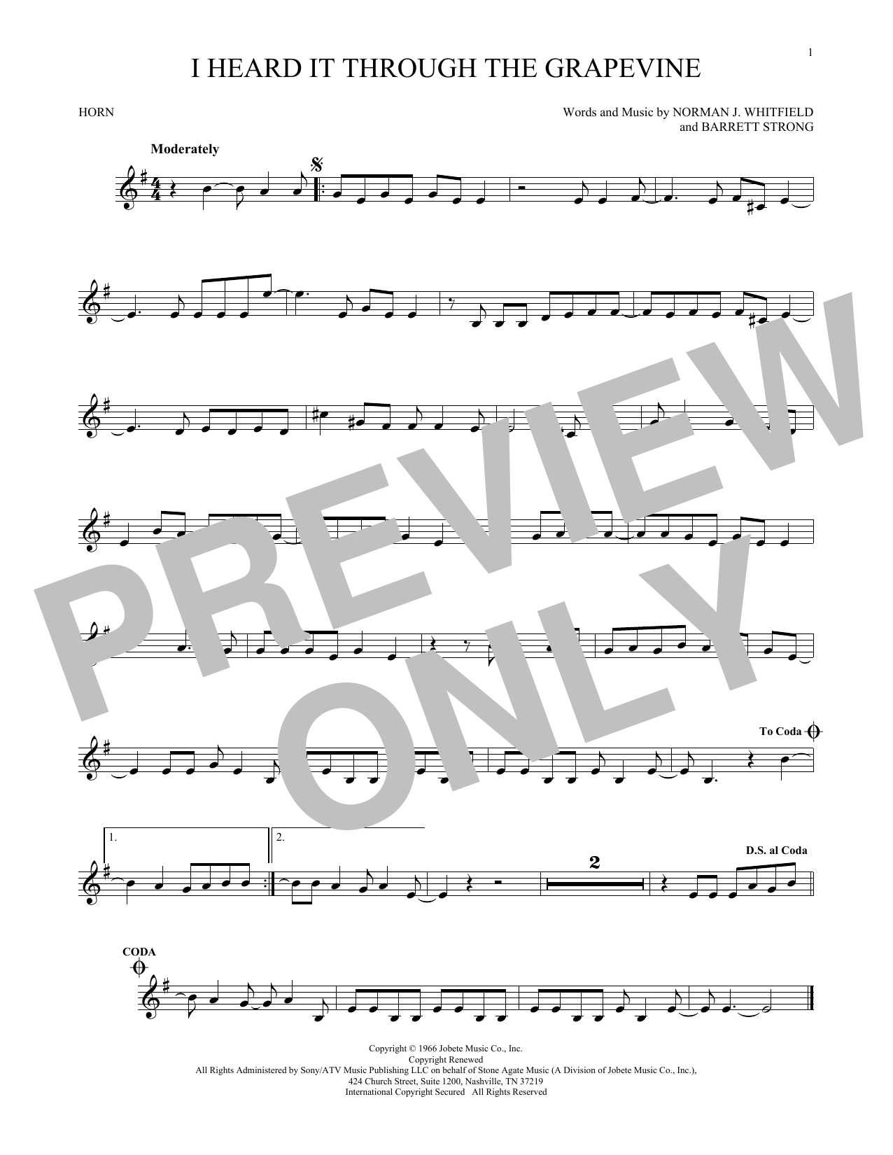 Marvin Gaye I Heard It Through The Grapevine sheet music notes and chords. Download Printable PDF.