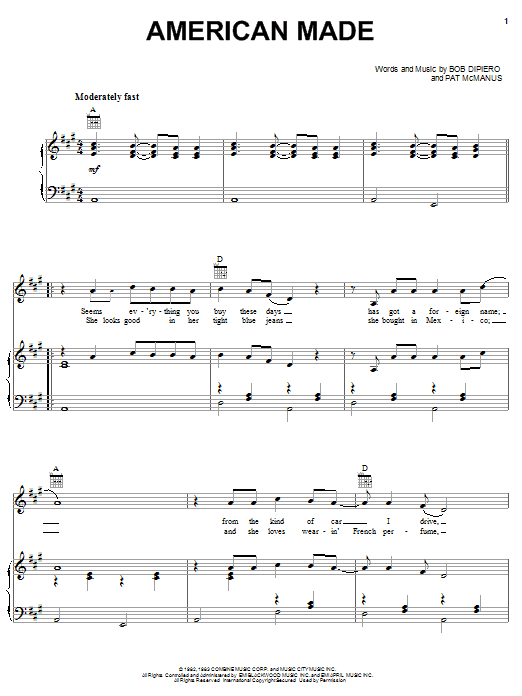 Learn to play Oak Ridge Boys American Made sheet music for Real Book – Melody, Lyrics & Chords in minutes. Price: 5.9900$ Oak Ridge Boys American Made sheet music notes and chords arranged for Real Book – Melody, Lyrics & Chords