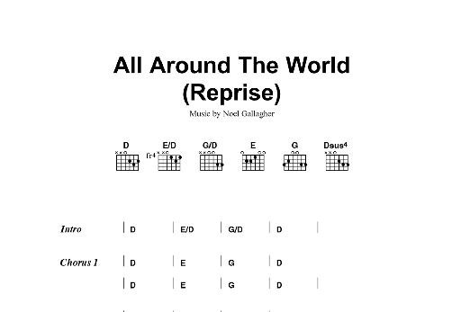 Oasis All Around The World (Reprise) sheet music notes and chords. Download Printable PDF.