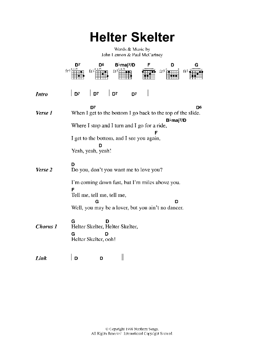 Oasis Helter Skelter sheet music notes and chords. Download Printable PDF.