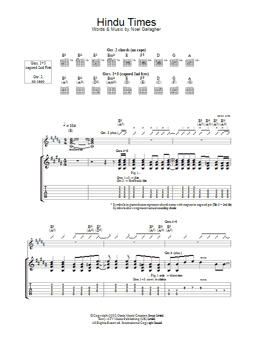 Oasis The Hindu Times sheet music notes and chords. Download Printable PDF.