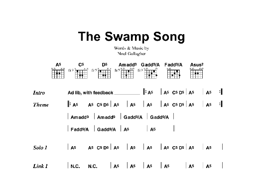 Learn to play Oasis The Swamp Song sheet music for Guitar Tab in minutes. Price: 7.8900$ Oasis The Swamp Song sheet music notes and chords arranged for Guitar Tab