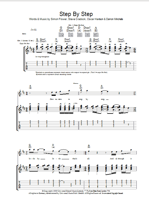 Ocean Colour Scene Step By Step sheet music notes and chords arranged for Guitar Tab