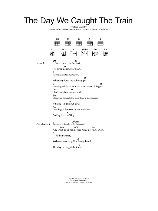 Ocean Colour Scene The Day We Caught The Train sheet music notes and chords. Download Printable PDF.