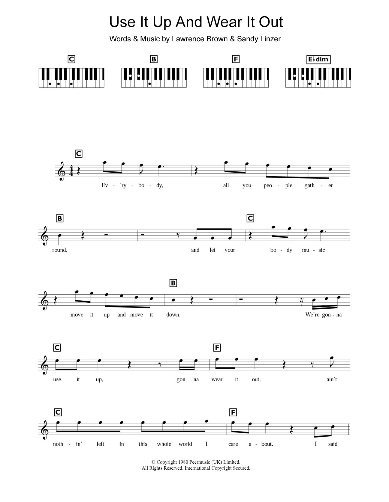 Odyssey Use It Up And Wear It Out sheet music notes and chords arranged for Lead Sheet / Fake Book