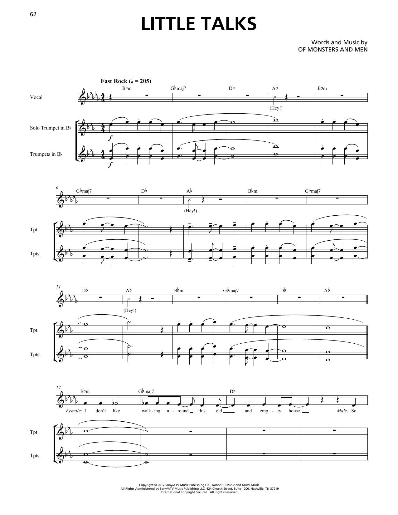 Of Monsters And Men Little Talks (Horn Section) sheet music notes and chords. Download Printable PDF.