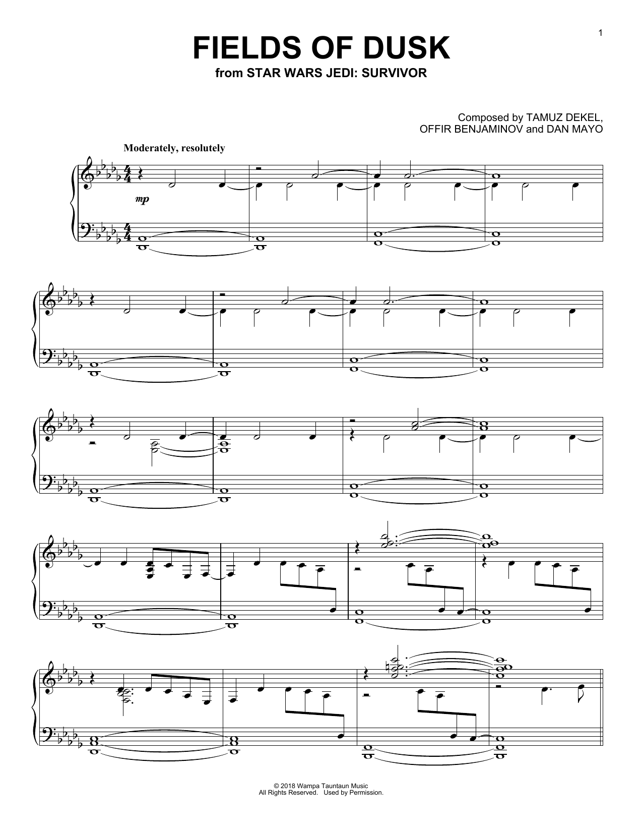 Learn to play Offir Benjaminov Fields Of Dusk (from Star Wars Jedi: Survivor) sheet music for Piano Solo in minutes. Price: 7.8900$ Offir Benjaminov Fields Of Dusk (from Star Wars Jedi: Survivor) sheet music notes and chords arranged for Piano Solo