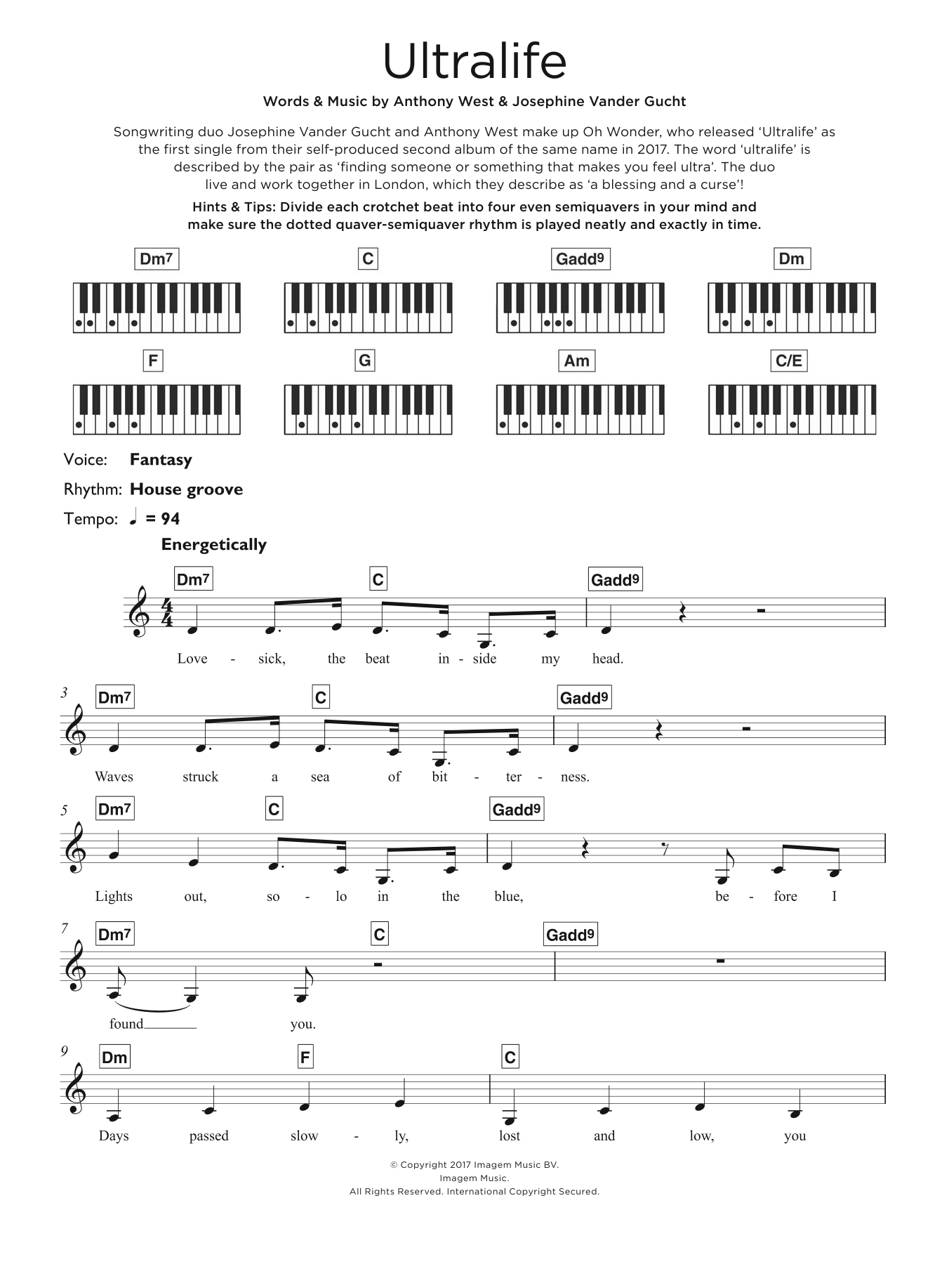 Oh Wonder Ultralife sheet music notes and chords. Download Printable PDF.