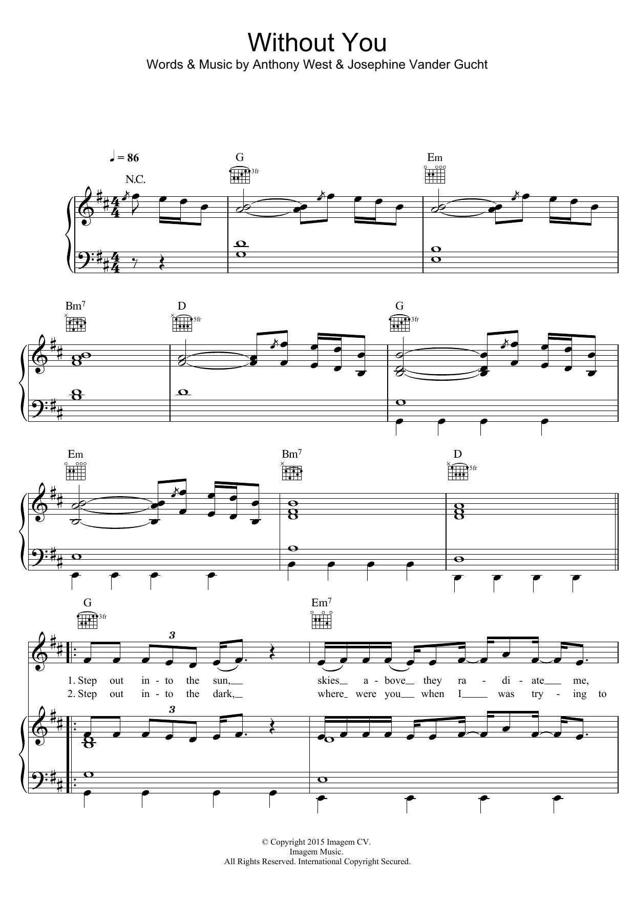 Oh Wonder Without You sheet music notes and chords. Download Printable PDF.