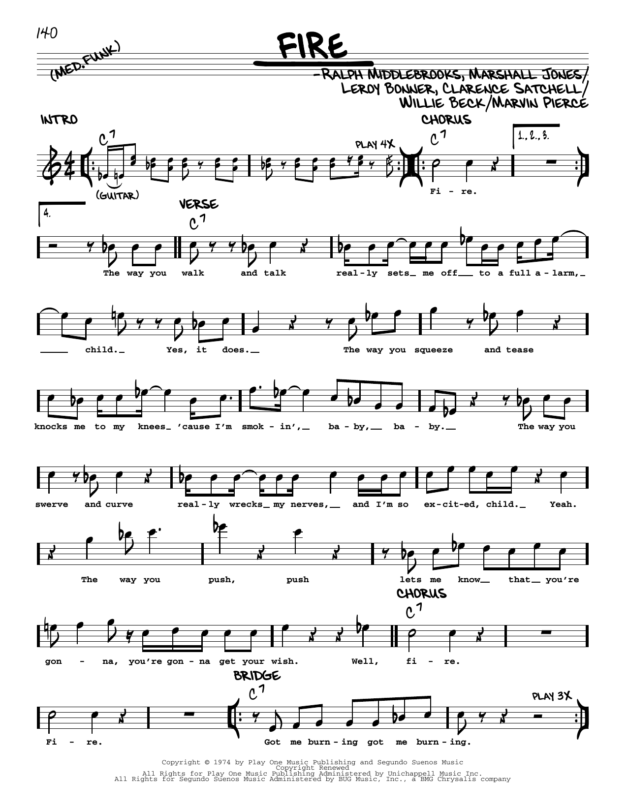 Ohio Players Fire sheet music notes and chords. Download Printable PDF.