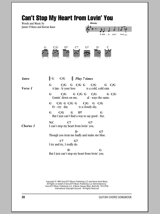 O'Kanes Can't Stop My Heart From Lovin' You sheet music notes and chords. Download Printable PDF.