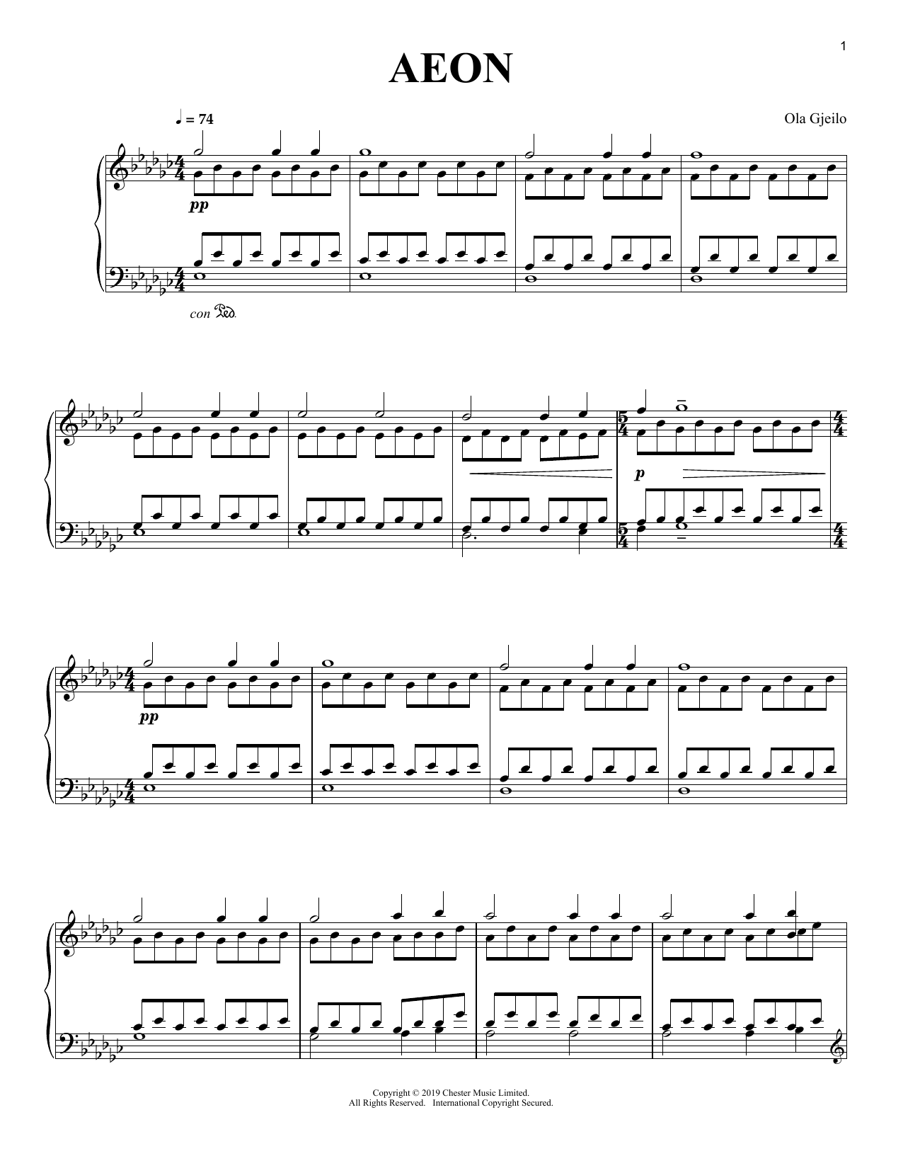 Learn to play Ola Gjeilo Aeon sheet music for Piano Solo in minutes. Price: 7.8900$ Ola Gjeilo Aeon sheet music notes and chords arranged for Piano Solo