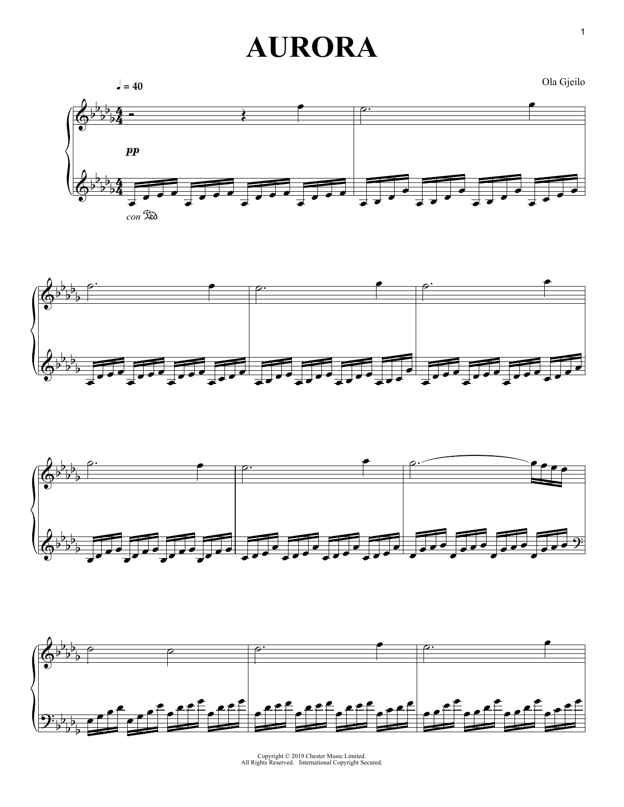 Ola Gjeilo Aurora sheet music notes and chords. Download Printable PDF.