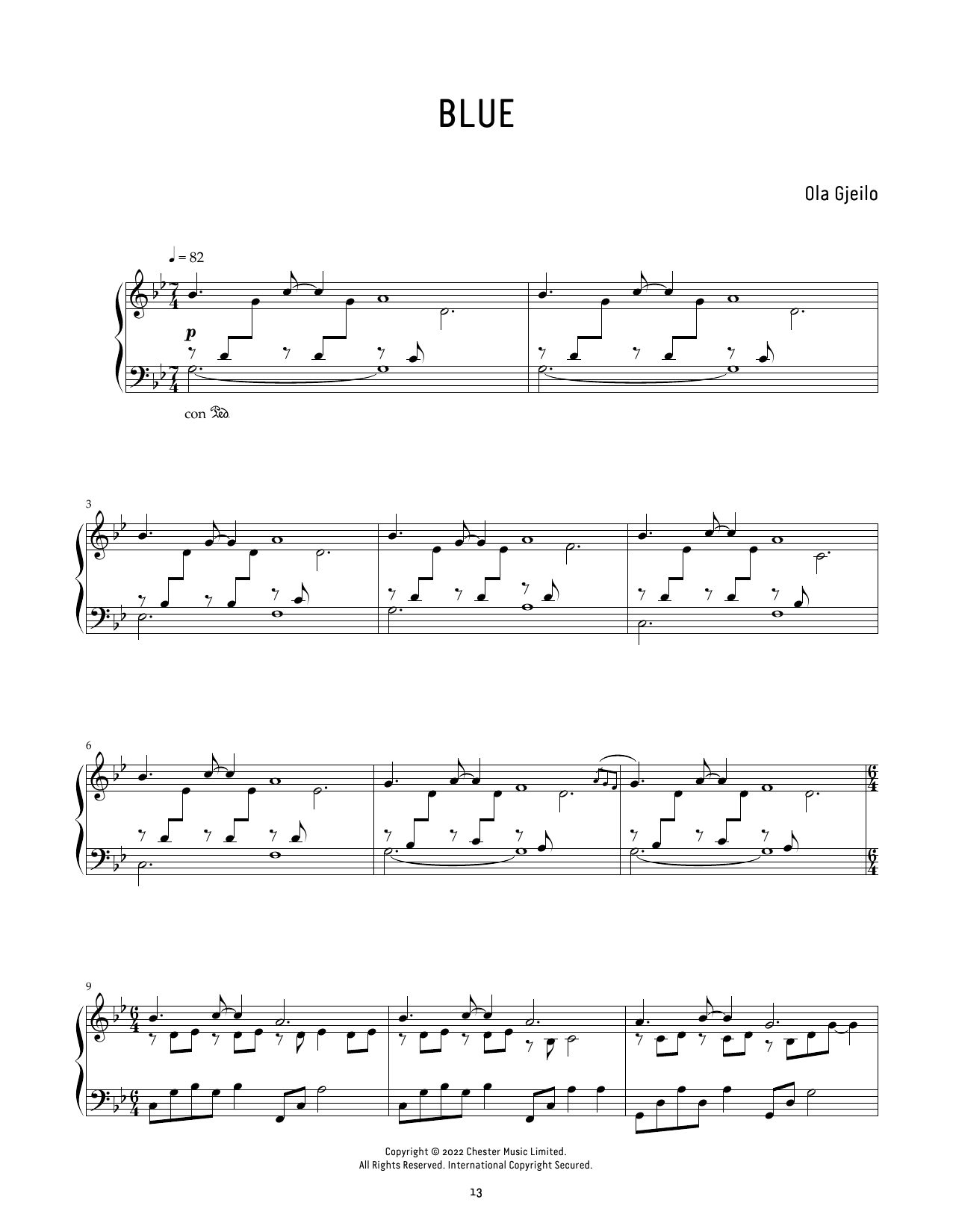 Ola Gjeilo Blue sheet music notes and chords. Download Printable PDF.