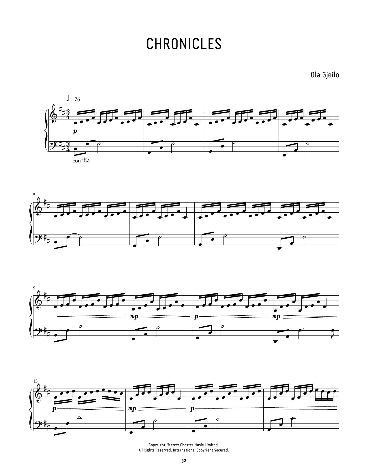 Ola Gjeilo Chronicles sheet music notes and chords. Download Printable PDF.