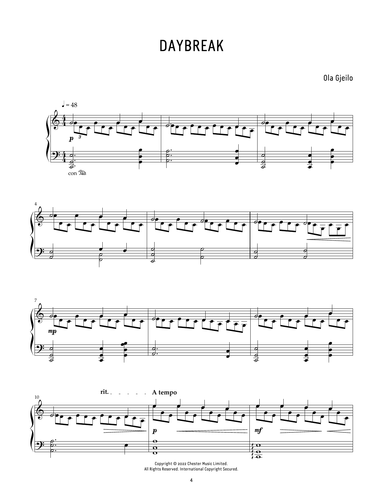 Ola Gjeilo Daybreak sheet music notes and chords. Download Printable PDF.