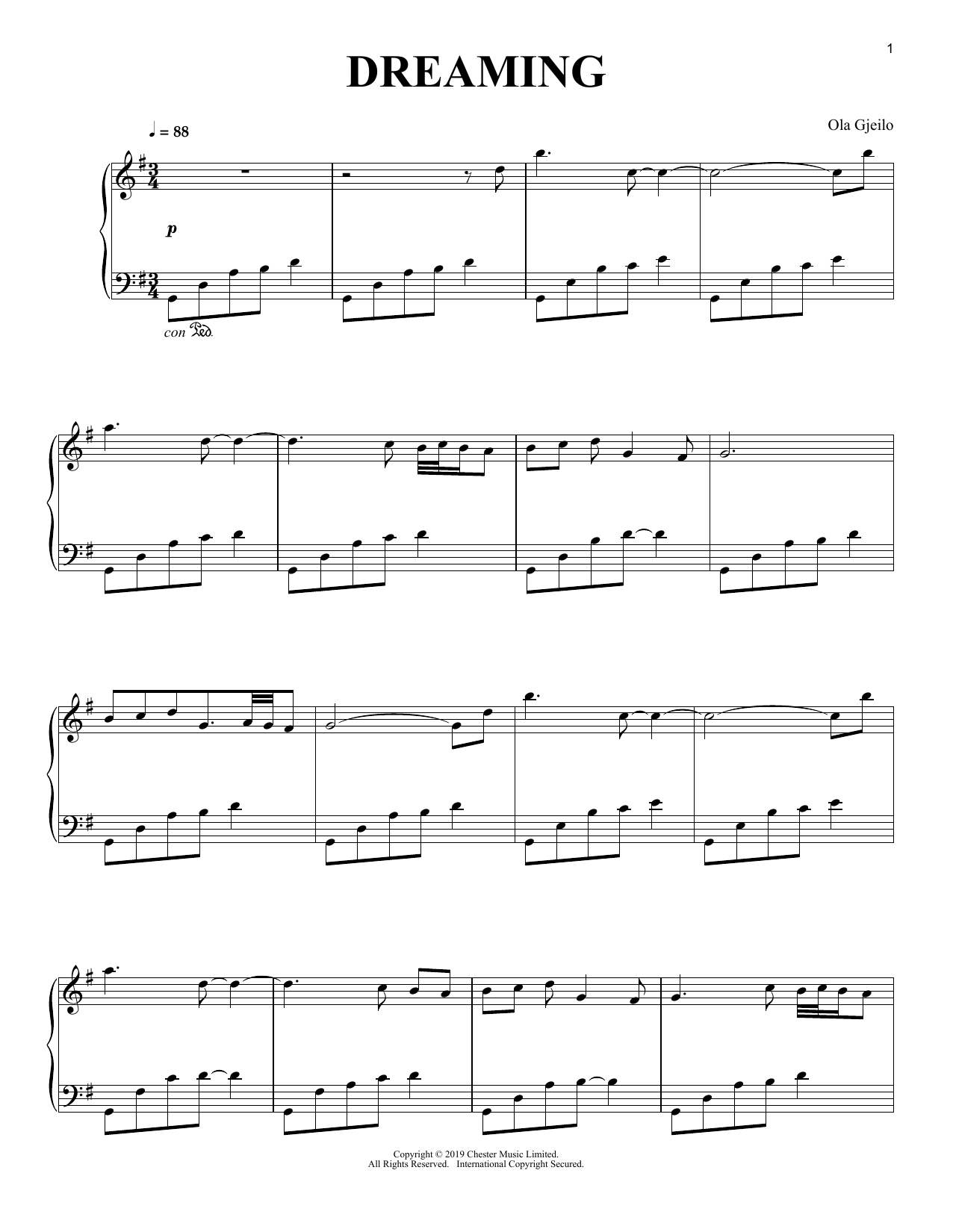 Ola Gjeilo Dreaming sheet music notes and chords. Download Printable PDF.