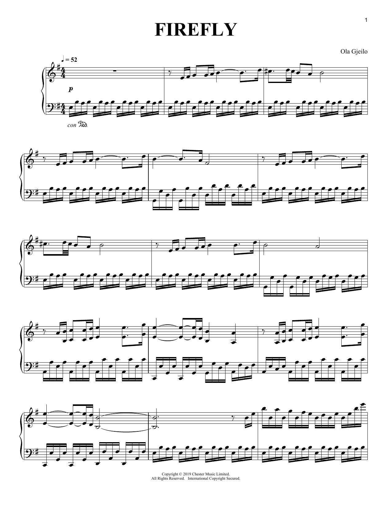 Learn to play Ola Gjeilo Firefly sheet music for Piano Solo in minutes. Price: 7.8900$ Ola Gjeilo Firefly sheet music notes and chords arranged for Piano Solo
