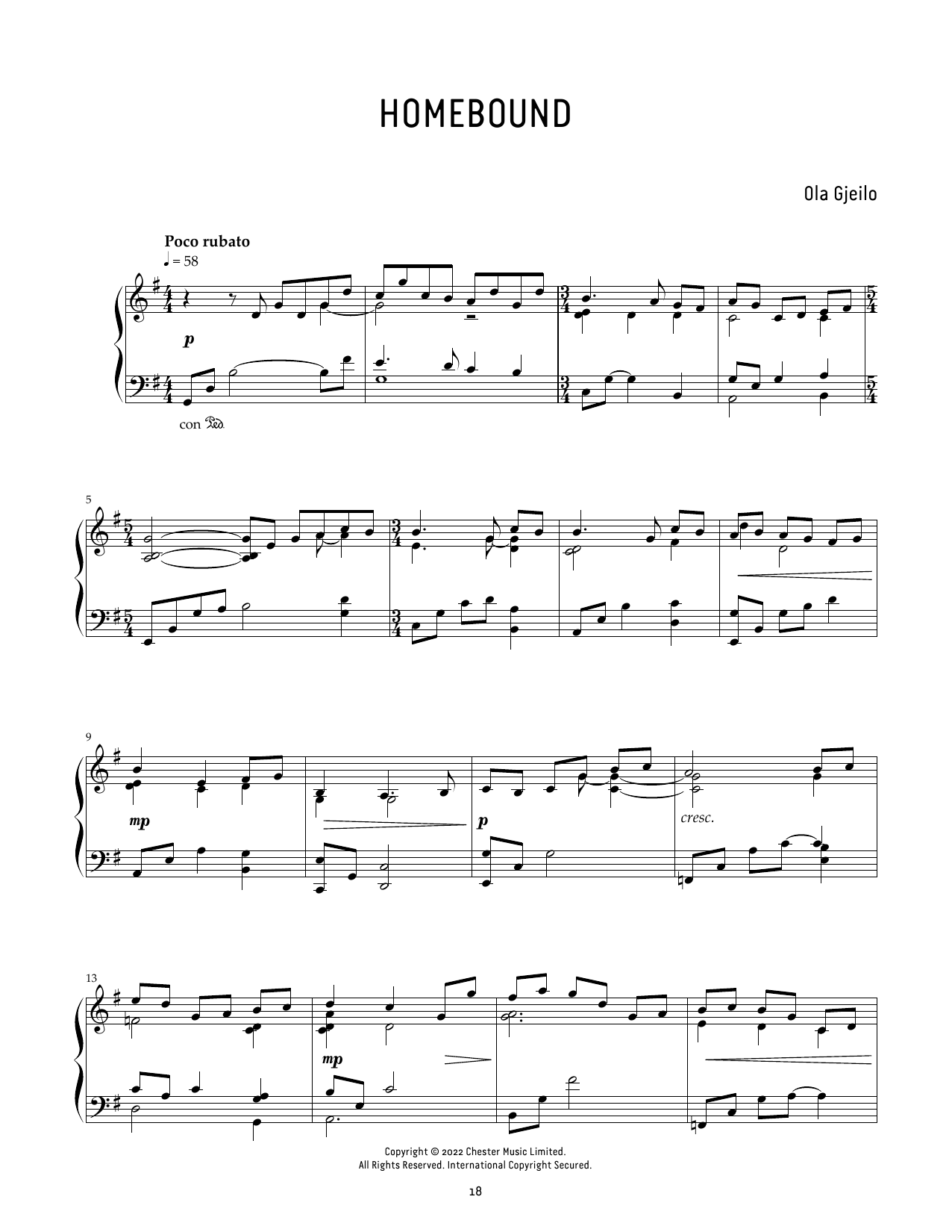 Ola Gjeilo Homebound sheet music notes and chords. Download Printable PDF.