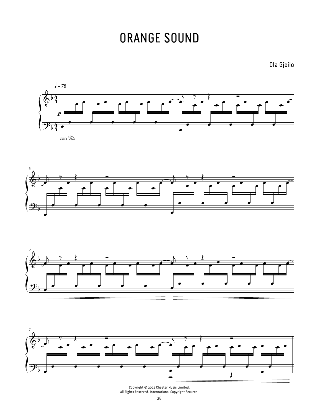 Ola Gjeilo Orange Sound sheet music notes and chords. Download Printable PDF.