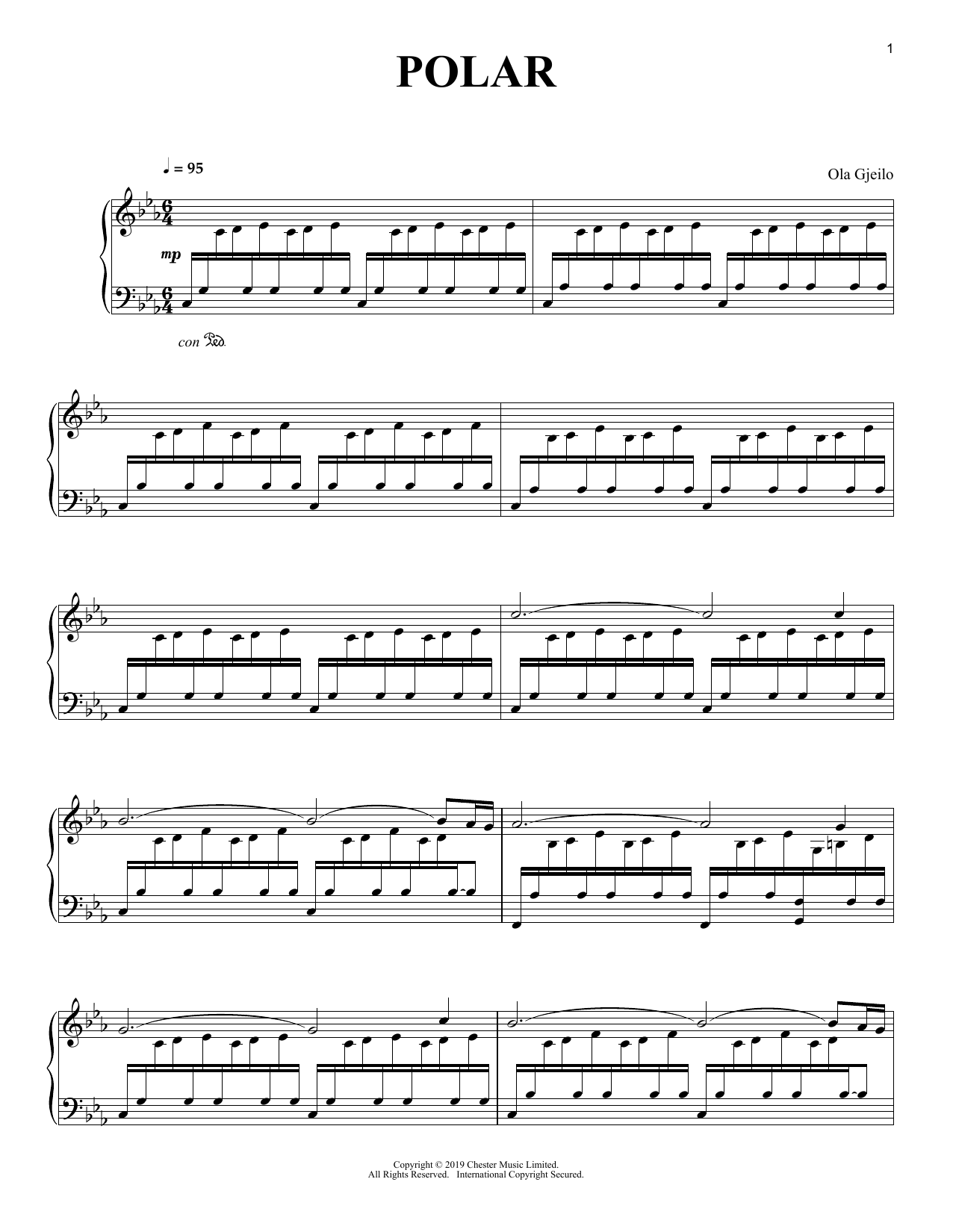 Learn to play Ola Gjeilo Polar sheet music for Piano Solo in minutes. Price: 7.8900$ Ola Gjeilo Polar sheet music notes and chords arranged for Piano Solo