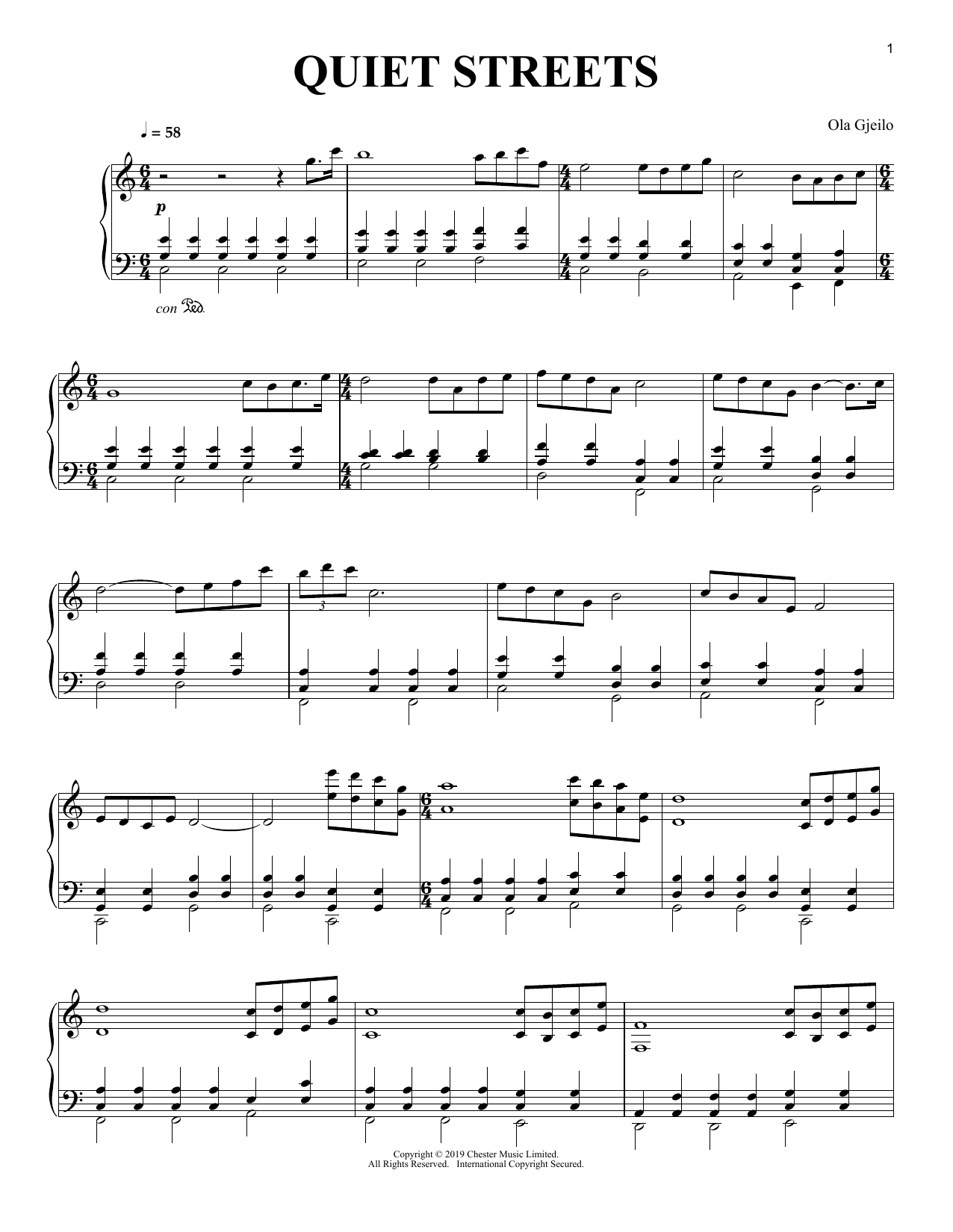 Ola Gjeilo Quiet Streets sheet music notes and chords. Download Printable PDF.