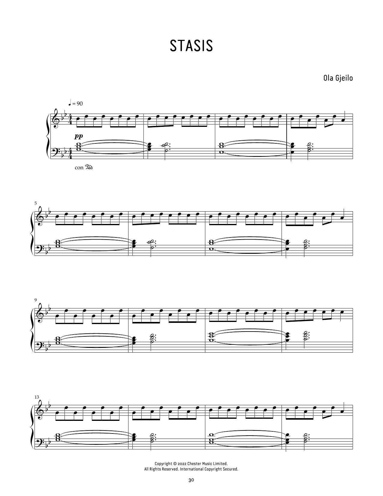 Learn to play Ola Gjeilo Stasis sheet music for Piano Solo in minutes. Price: 7.8900$ Ola Gjeilo Stasis sheet music notes and chords arranged for Piano Solo