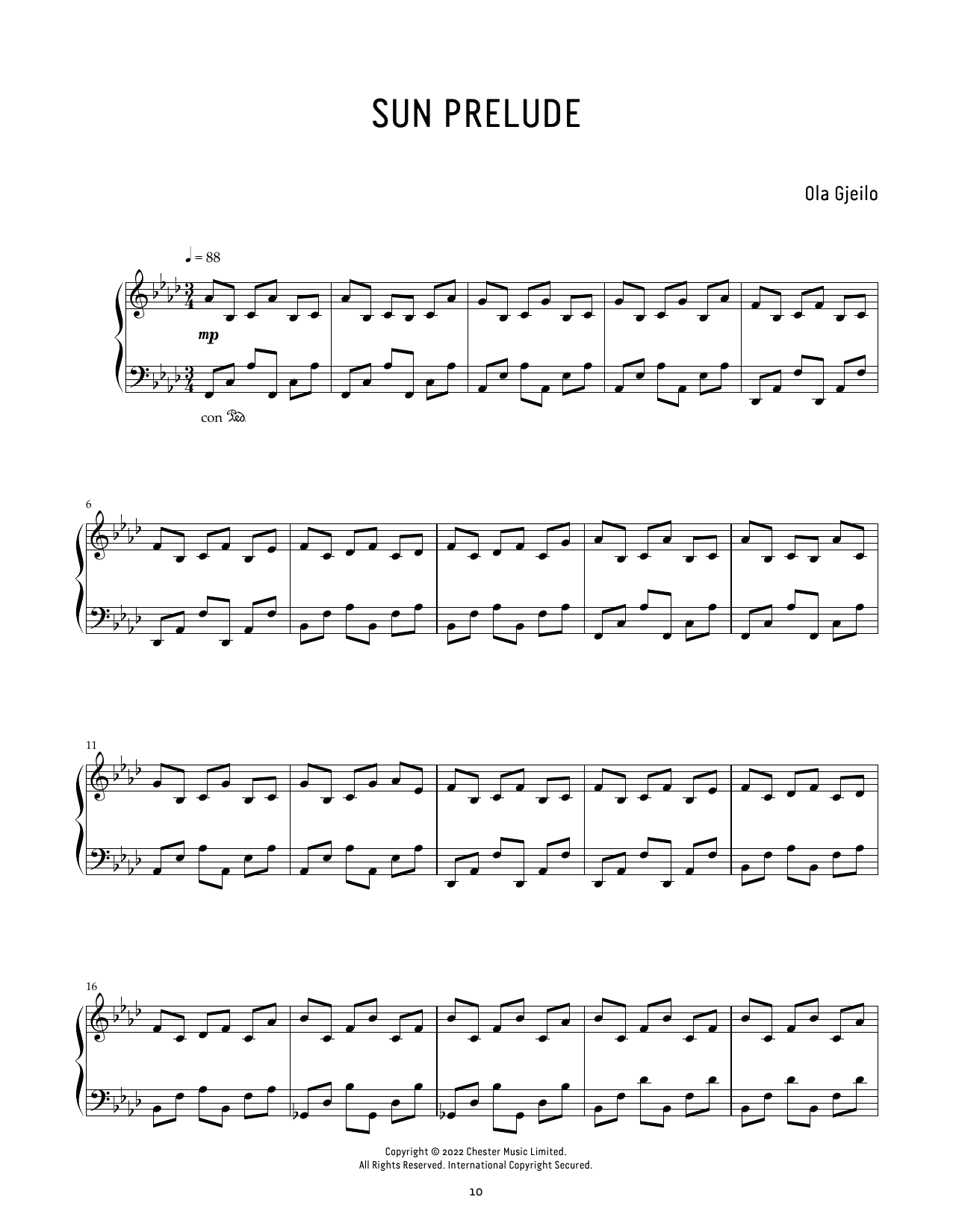 Ola Gjeilo Sun Prelude sheet music notes and chords. Download Printable PDF.