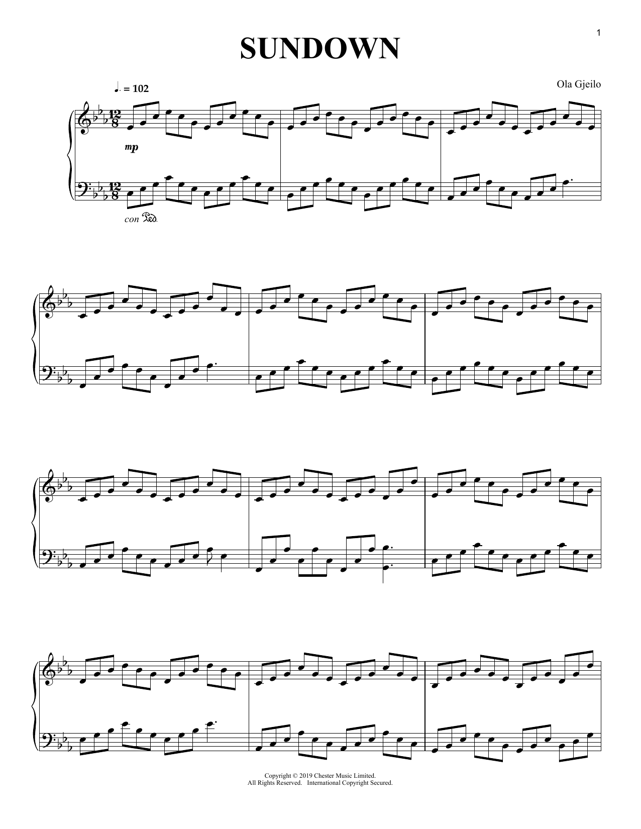 Learn to play Ola Gjeilo Sundown sheet music for Piano Solo in minutes. Price: 7.8900$ Ola Gjeilo Sundown sheet music notes and chords arranged for Piano Solo