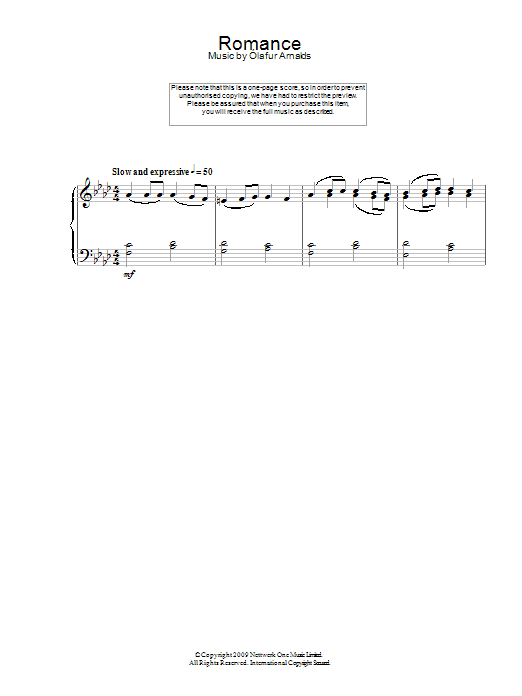 Ólafur Arnalds Romance sheet music notes and chords. Download Printable PDF.