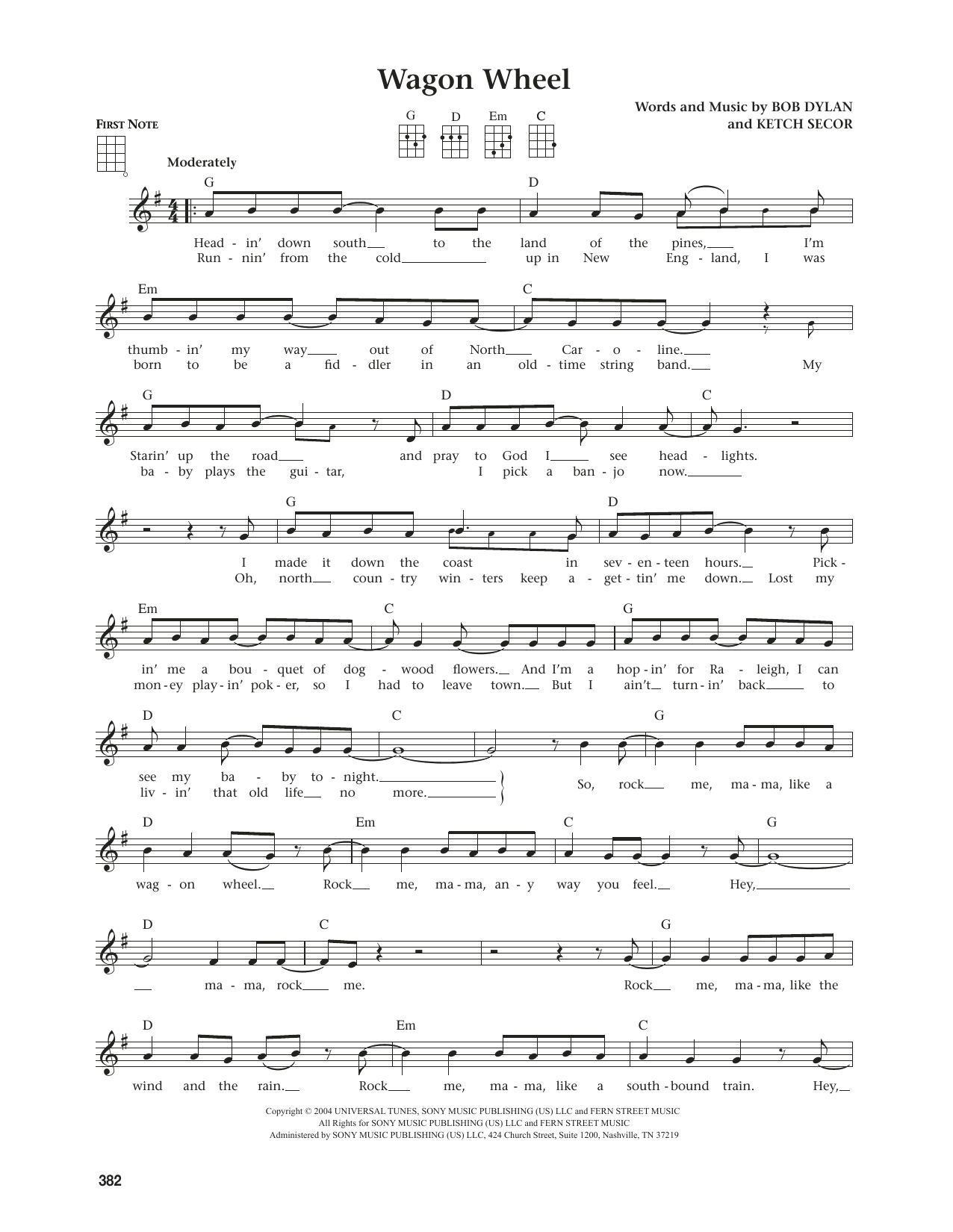 Old Crow Medicine Show Wagon Wheel (from The Daily Ukulele) (arr. Jim Beloff) sheet music notes and chords. Download Printable PDF.