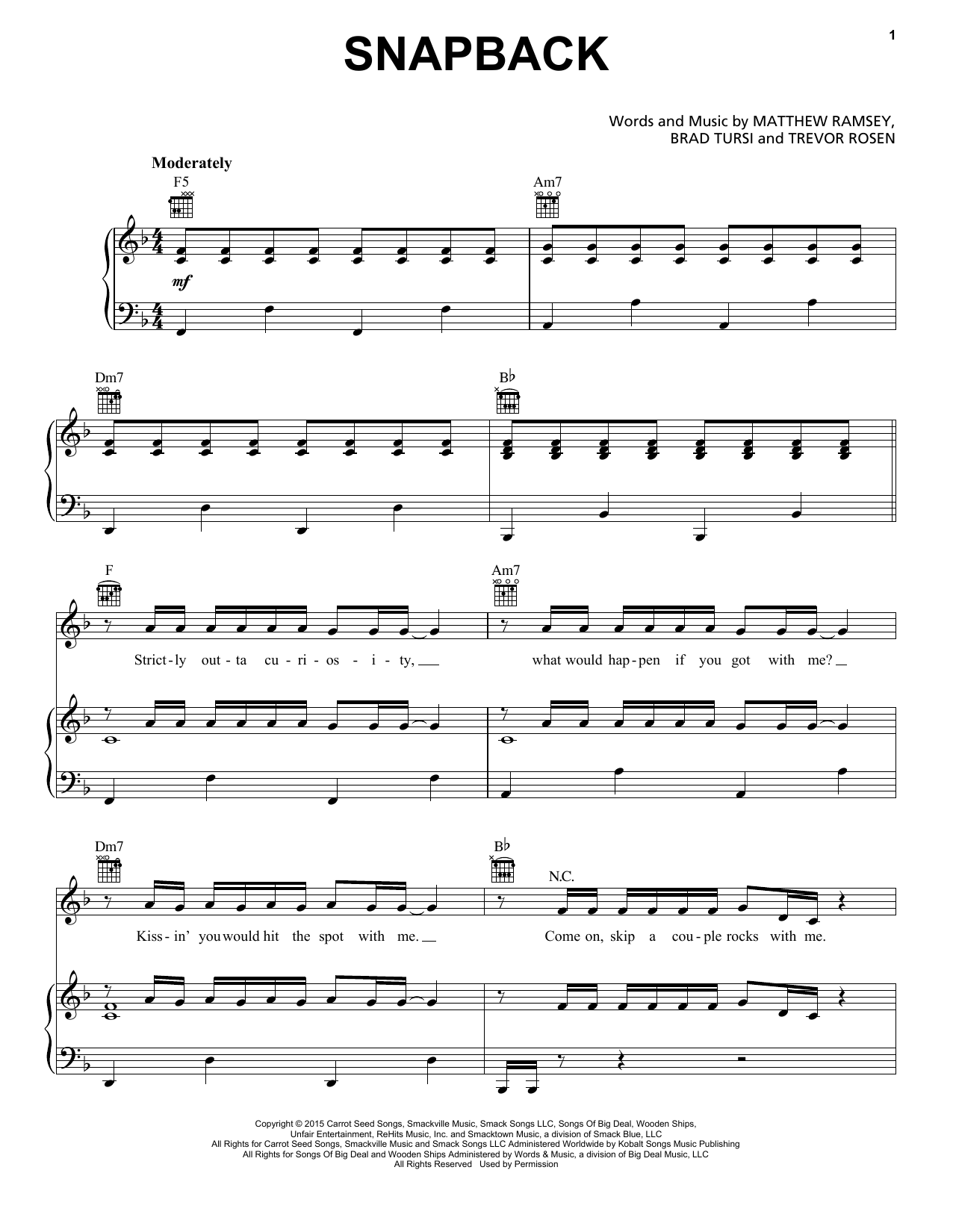 Learn to play Old Dominion Snapback sheet music for Piano, Vocal & Guitar Chords (Right-Hand Melody) in minutes. Price: 7.8900$ Old Dominion Snapback sheet music notes and chords arranged for Piano, Vocal & Guitar Chords (Right-Hand Melody)