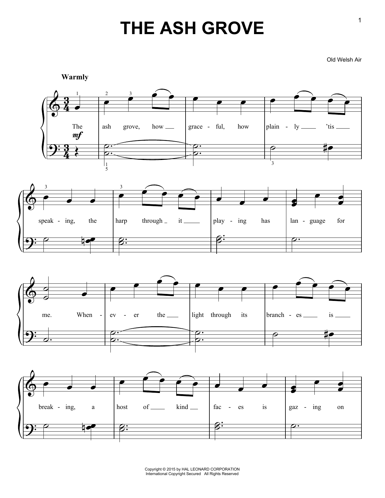 Traditional The Ash Grove sheet music notes and chords. Download Printable PDF.