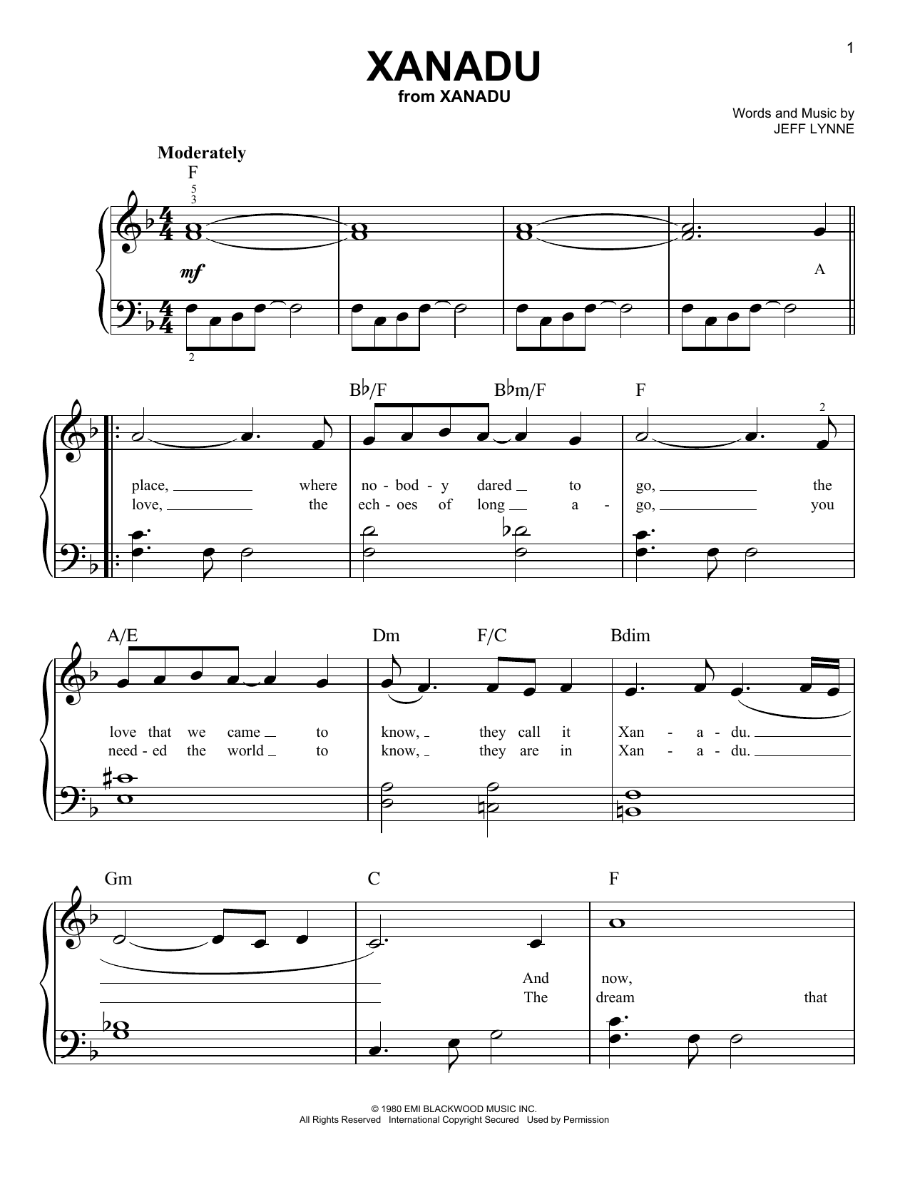 Olivia Newton-John Xanadu sheet music notes and chords. Download Printable PDF.